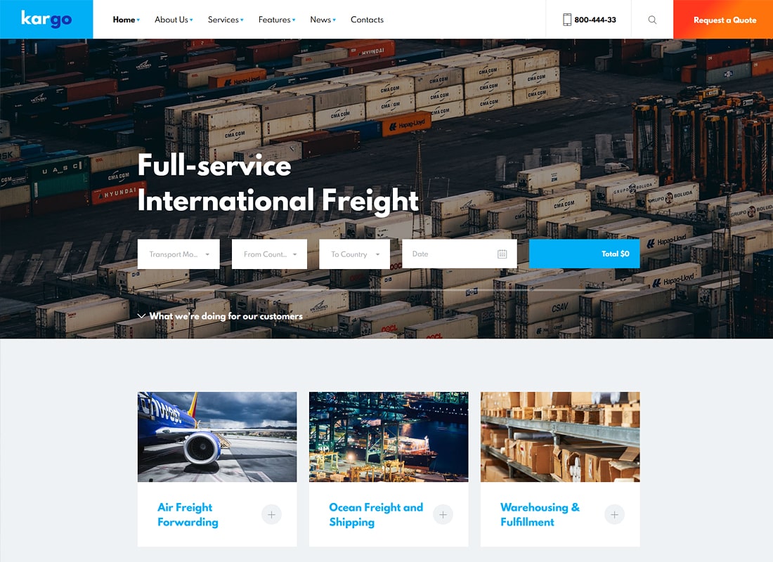 Kargo | Logistics & Transportation WordPress Theme Website Template
