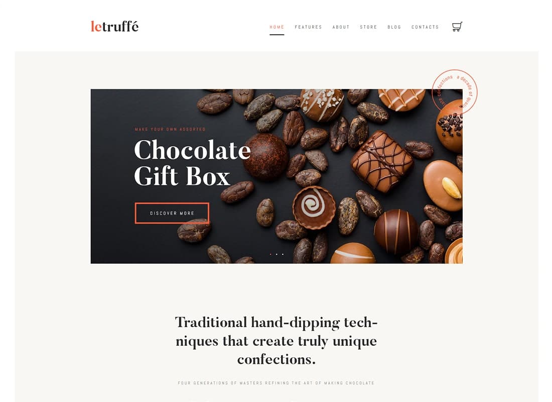 Le Truffe | Chocolate Boutique WordPress Theme Website Template