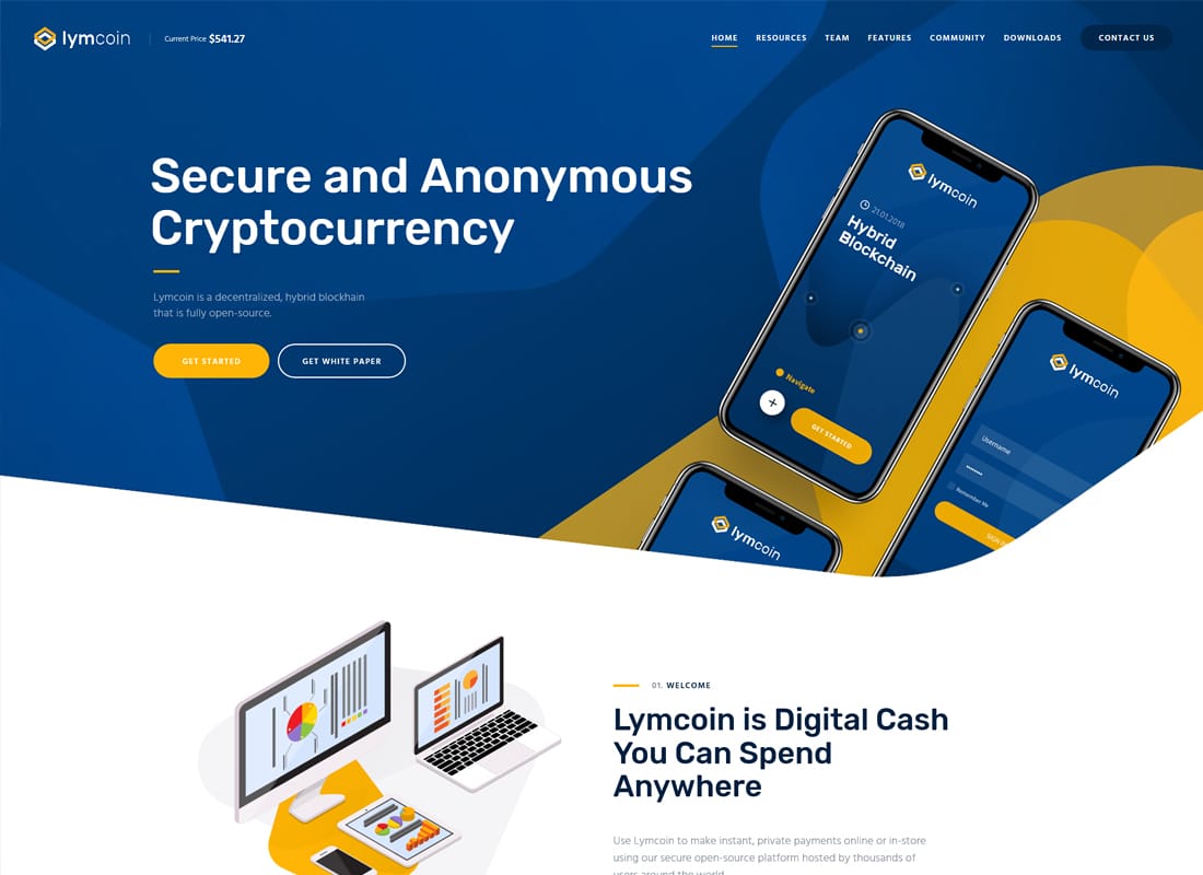 Lymcoin | Cryptocurrency & ICO WordPress Theme Website Template