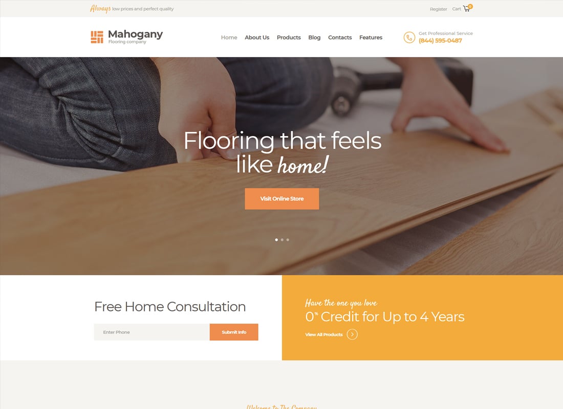 Mahogany | Carpenting Woodwork & Flooring Company WordPress Theme Website Template