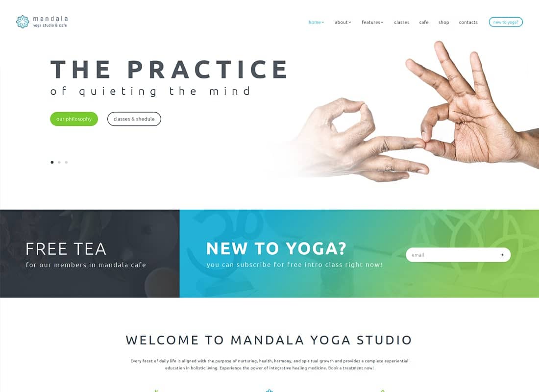 Mandala | Yoga Studio and Wellness Center WordPress Theme Website Template
