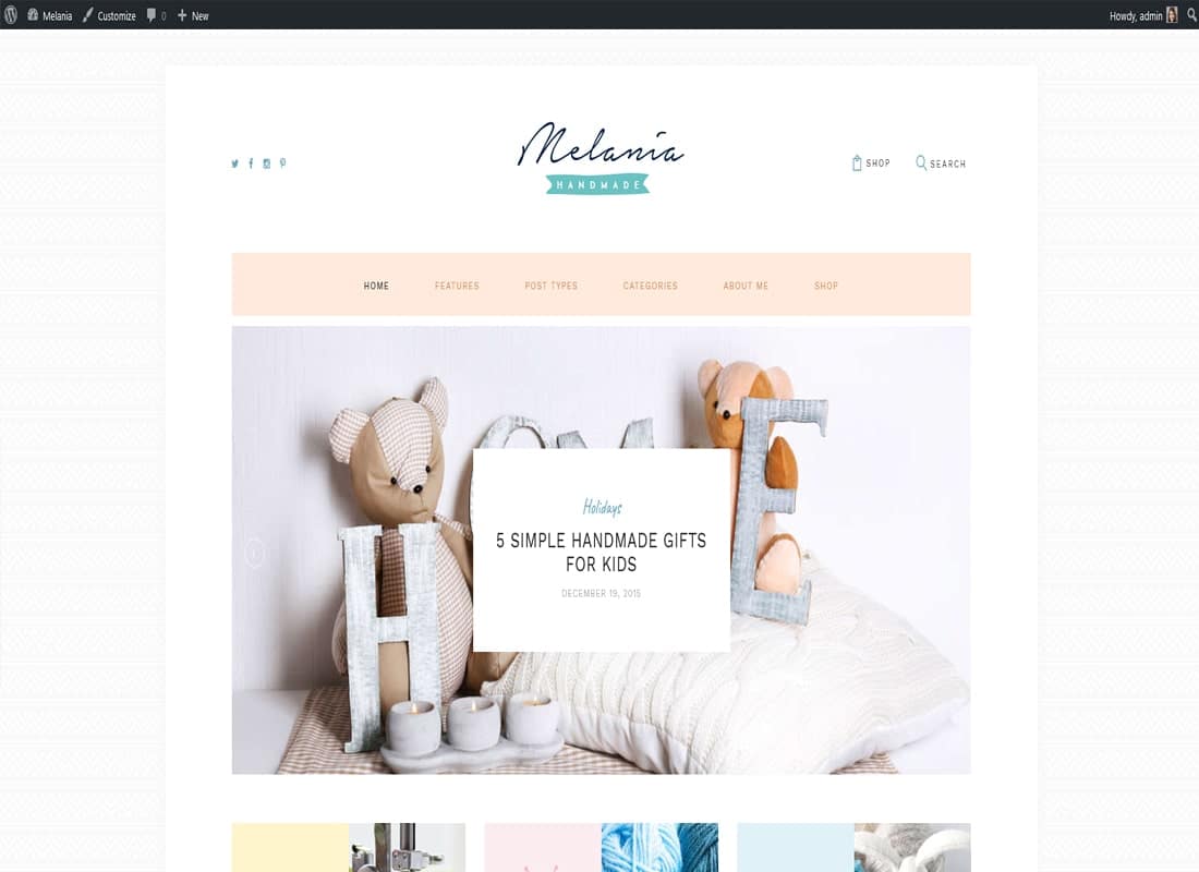Melania | Handmade Blog & Shop WordPress Theme   Website Template