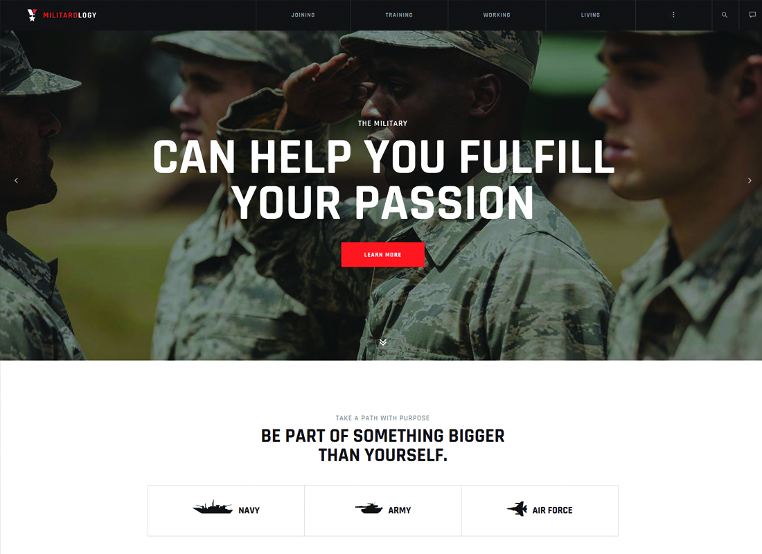 Militarology | Military Service WordPress Theme Website Template