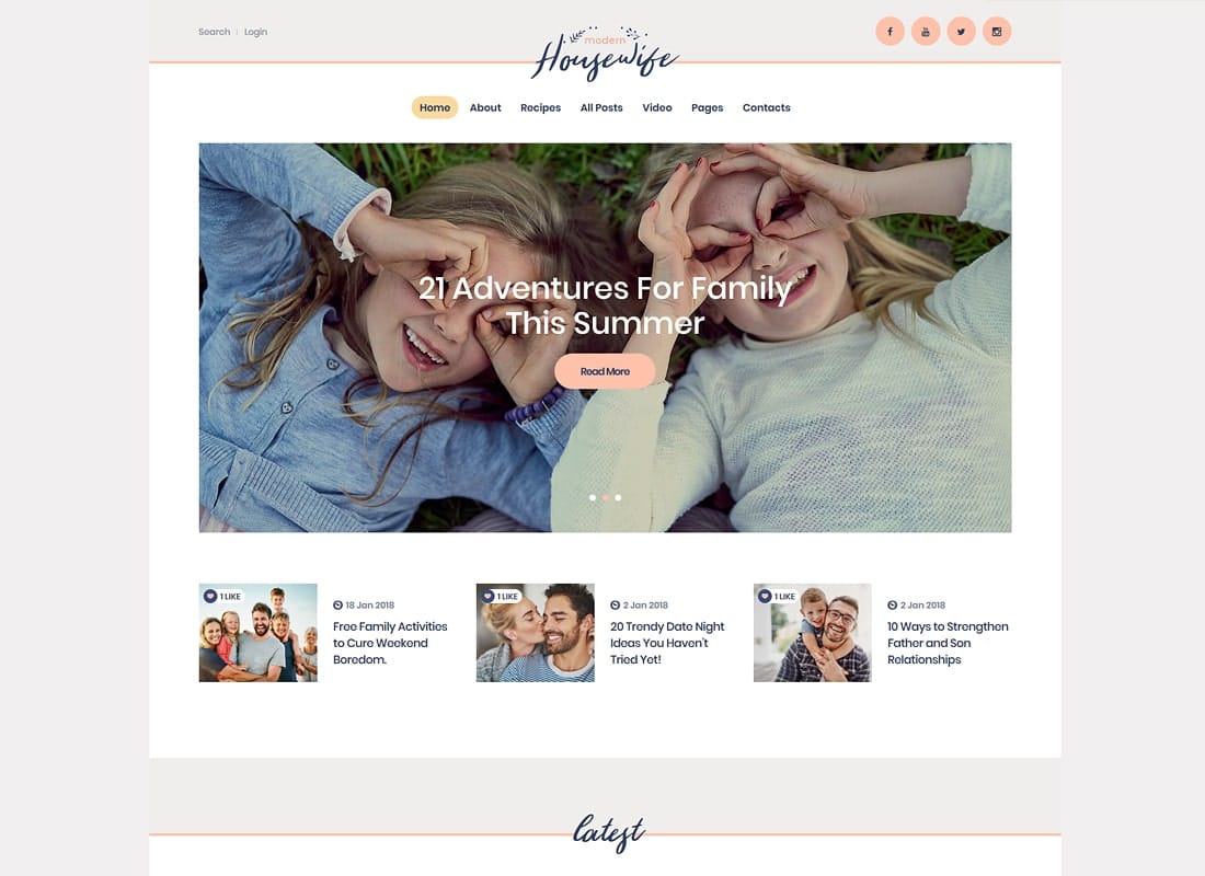 Modern Housewife | Women & Family WordPress Blog Theme Website Template