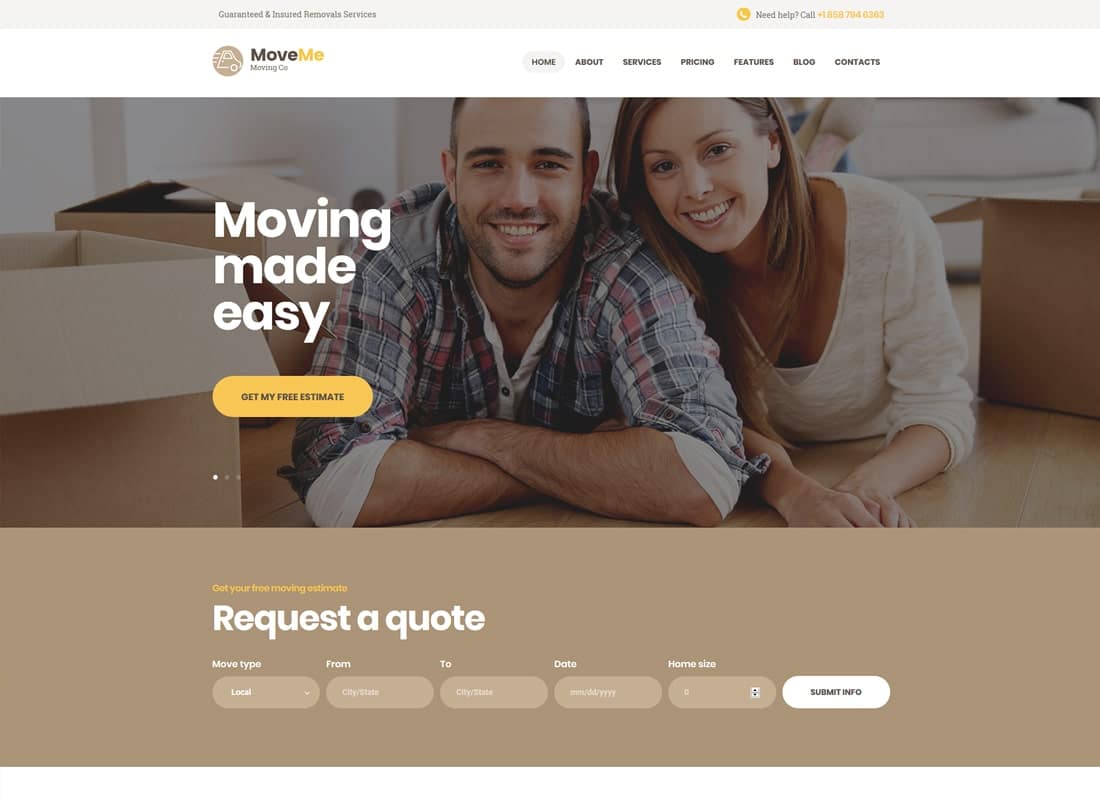 MoveMe | Moving & Storage Relocation Company WordPress Theme Website Template