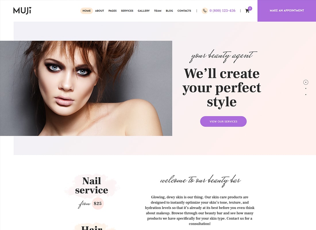 Muji | Beauty Shop & Spa Salon WordPress Theme Website Template