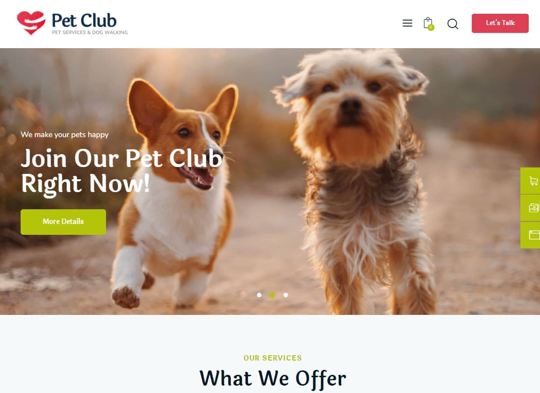 Pets Club - Pet Shop & Breeding Veterinary WordPress Theme Website Template