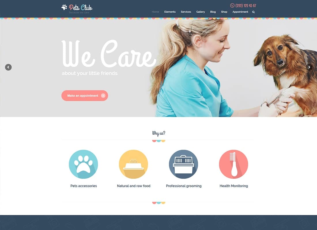 Pets Club - Pet Shop & Breeding Veterinary WordPress Theme Website Template