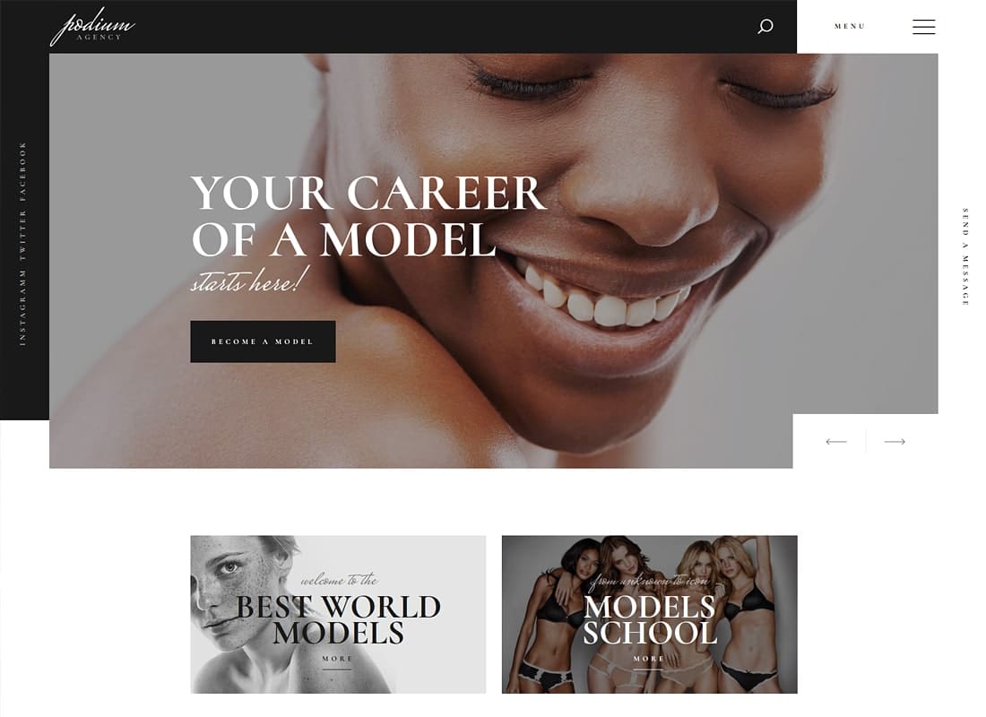 Podium | Model Agency WordPress Theme Website Template