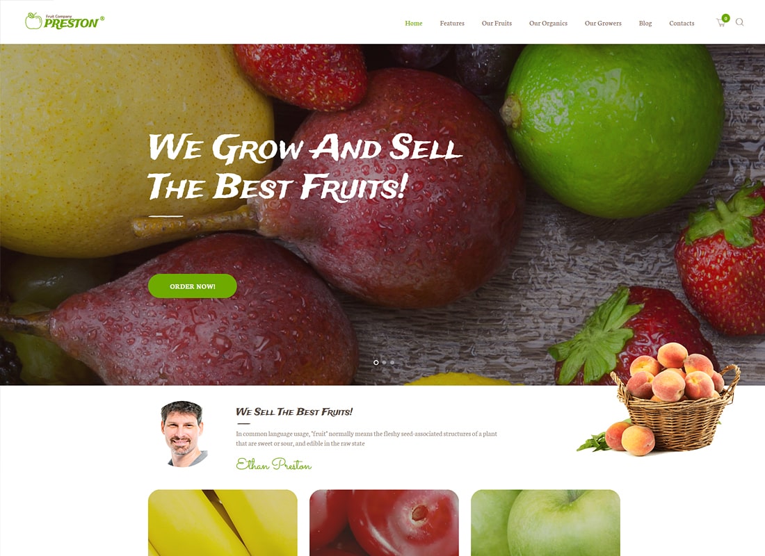 Preston | Fruit Company & Organic Farming WordPress Theme Website Template