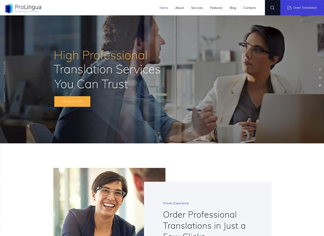 ProLingua | Translation Services WordPress Theme Website Template