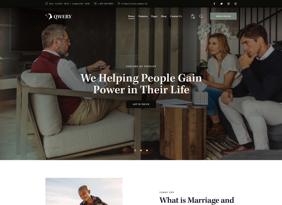 Psychologist | Therapy and Counseling Doctor WordPress Theme Website Template