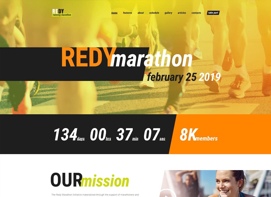 Redy | Marathon & Sports WordPress Theme Website Template