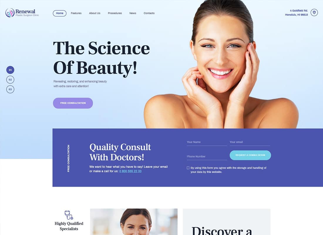 Renewal | Plastic Surgery Clinic Medical WordPress Theme Website Template