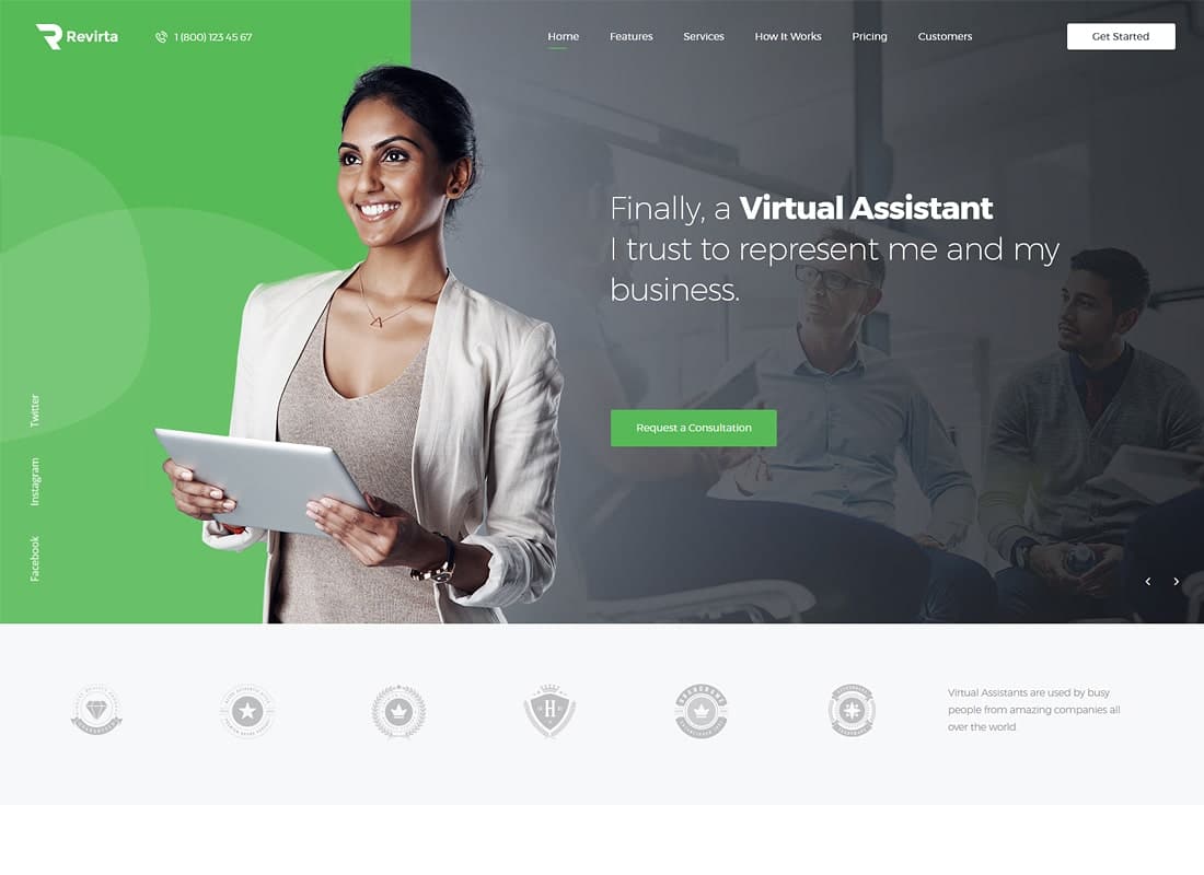 Revirta | Virtual Assistant WordPress Theme Website Template