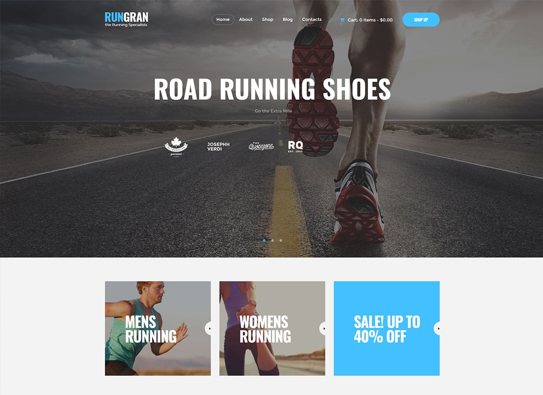 Run Gran | Sports Apparel & Gear Store WordPress Theme Website Template