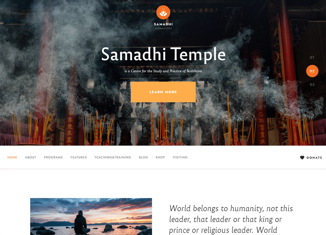 Samadhi | Oriental Buddhist Temple WordPress Theme Website Template