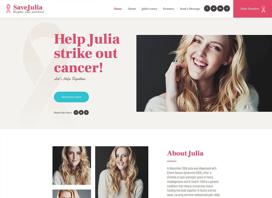 Save Julia | Donation & Fundraising Charity WordPress Theme Website Template