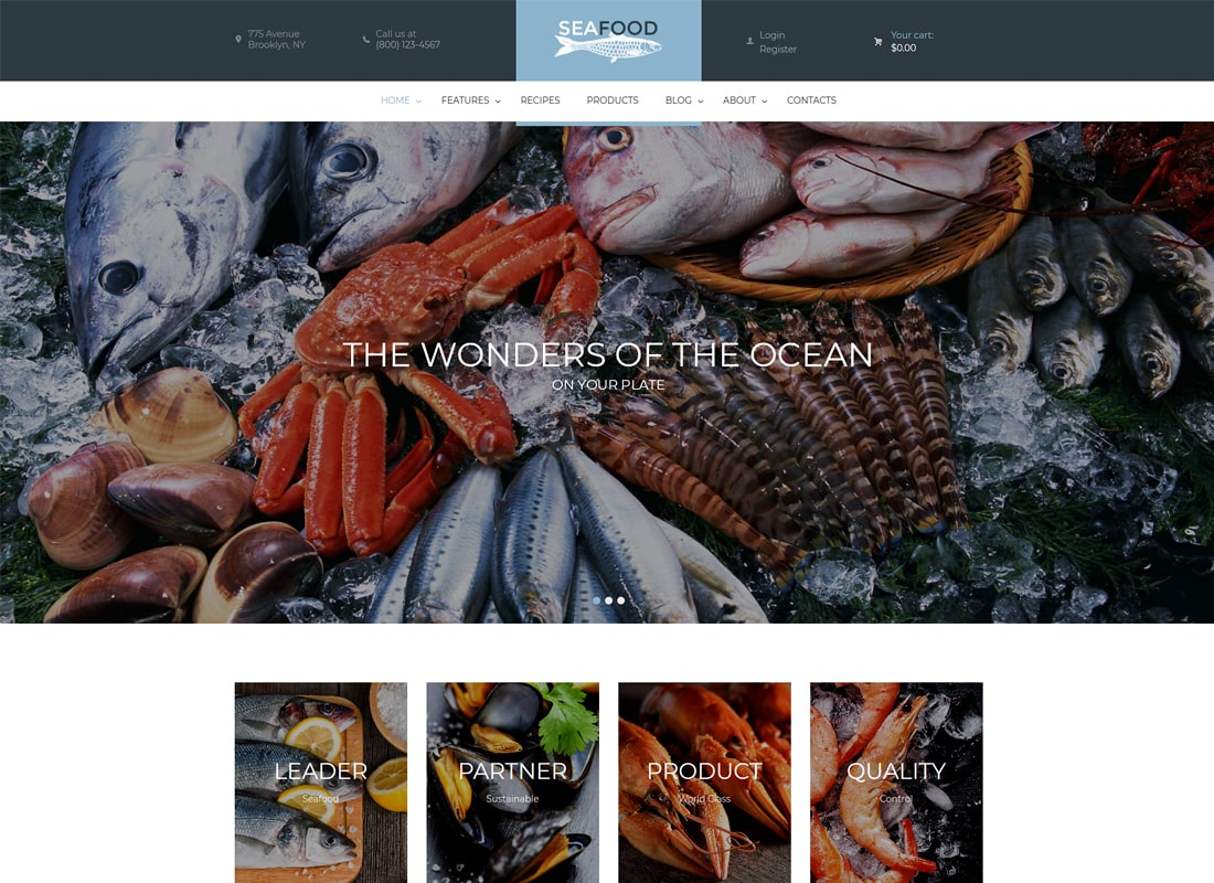 Seafood | Seafood Company & Restaurant WordPress Theme Website Template