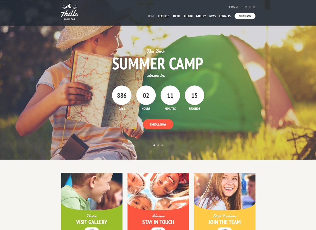 SevenHills - Hiking Summer Camp Children WordPress Theme Website Template