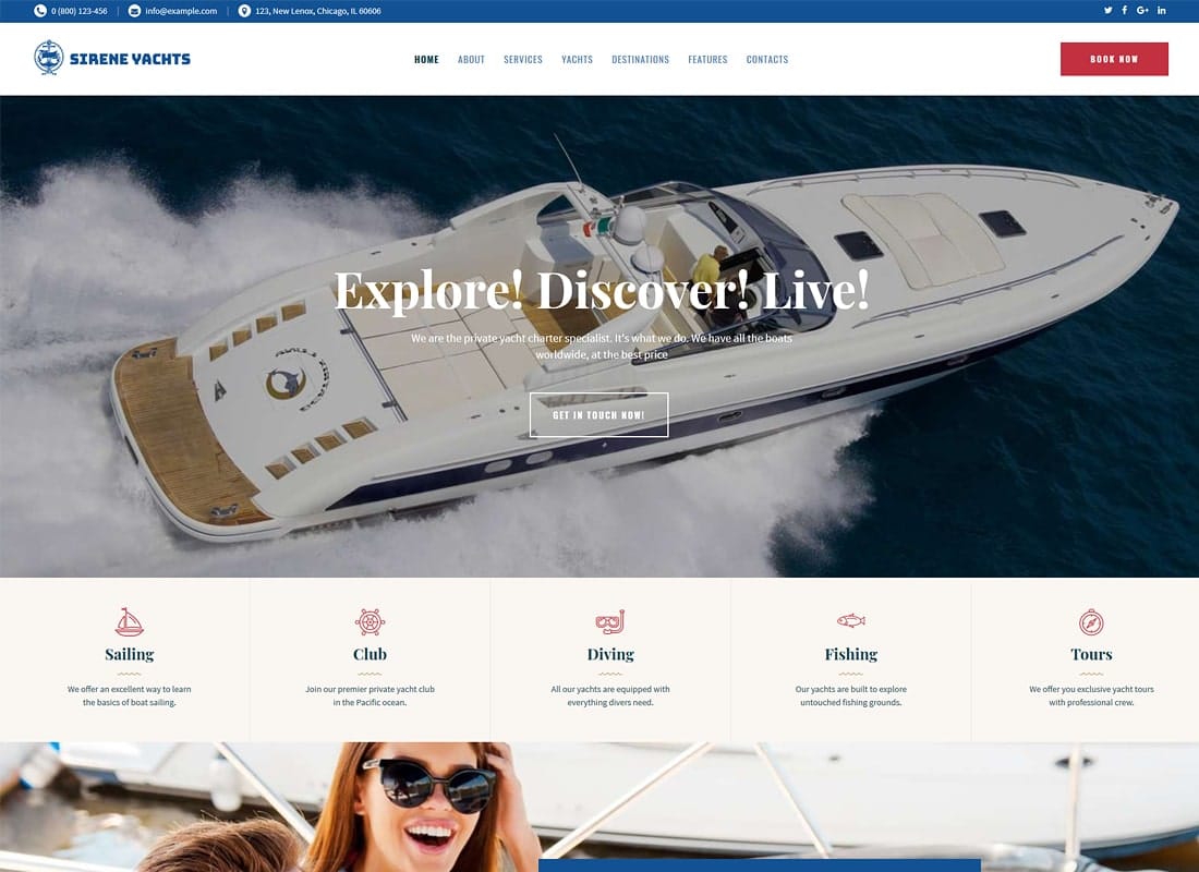 Sirene | Yacht Charter Services & Boat Rental WordPress Theme Website Template