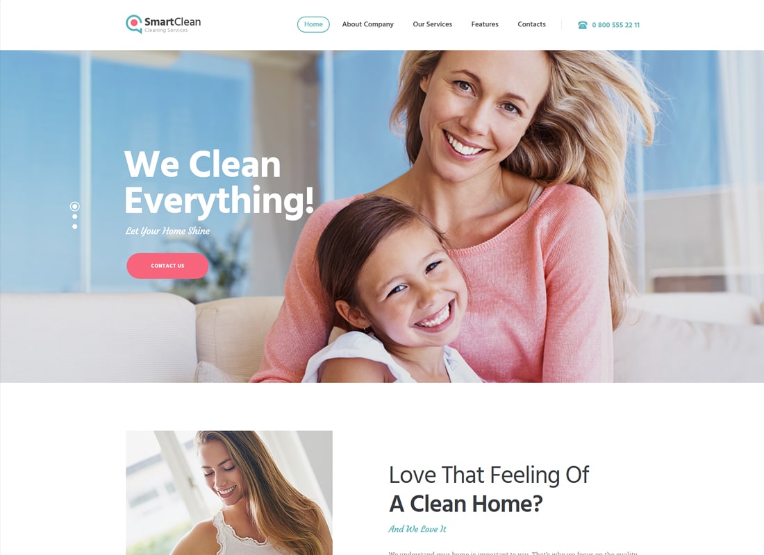 SmartClean | Housekeeping, Washing & Cleaning Company WordPress Theme  Website Template