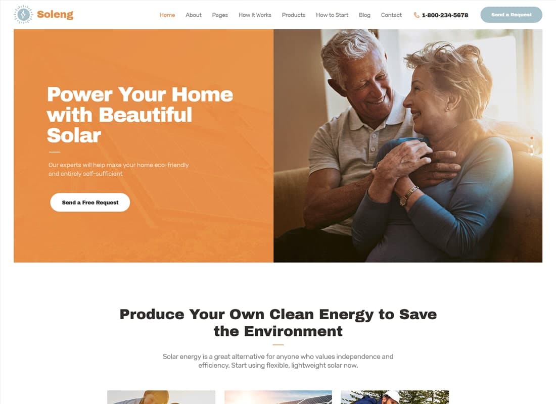 Soleng | A Solar Energy Company WordPress Theme Website Template