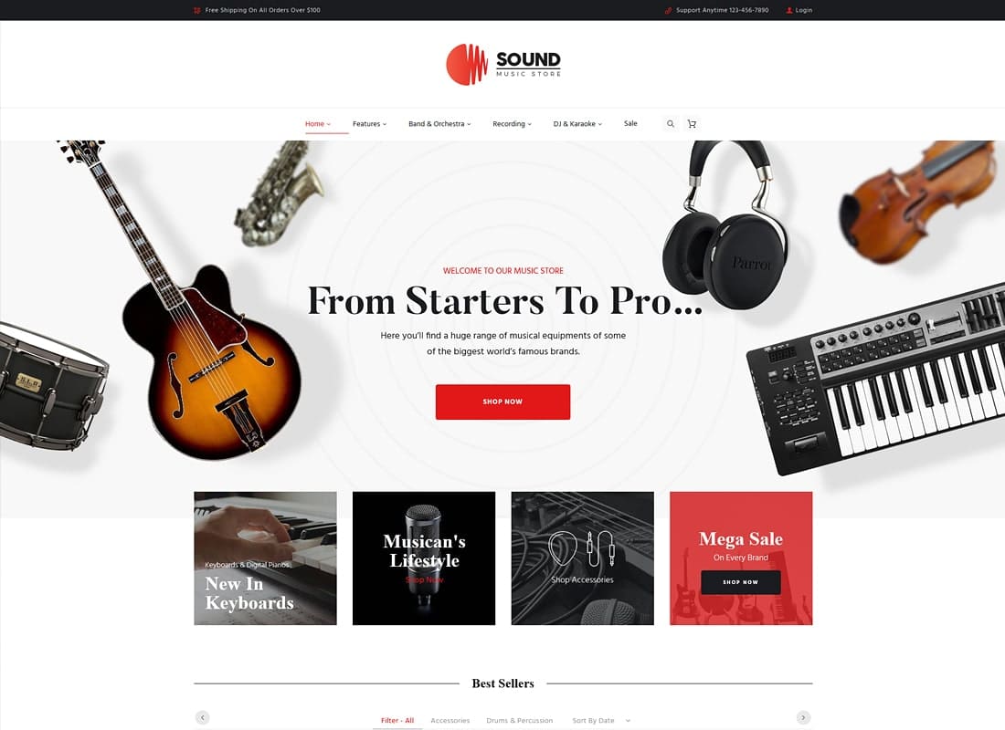 Sound | Musical Instruments Online Store WordPress Theme Website Template