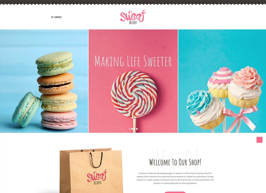 Sweet Dessert | Candy Shop & Cafe WordPress Theme Website Template