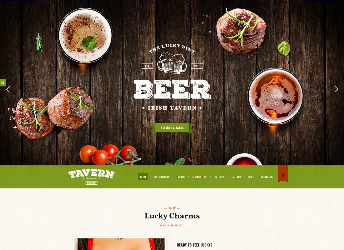 Tavern - Pub, Restaurant & Brewery WordPress Theme Website Template