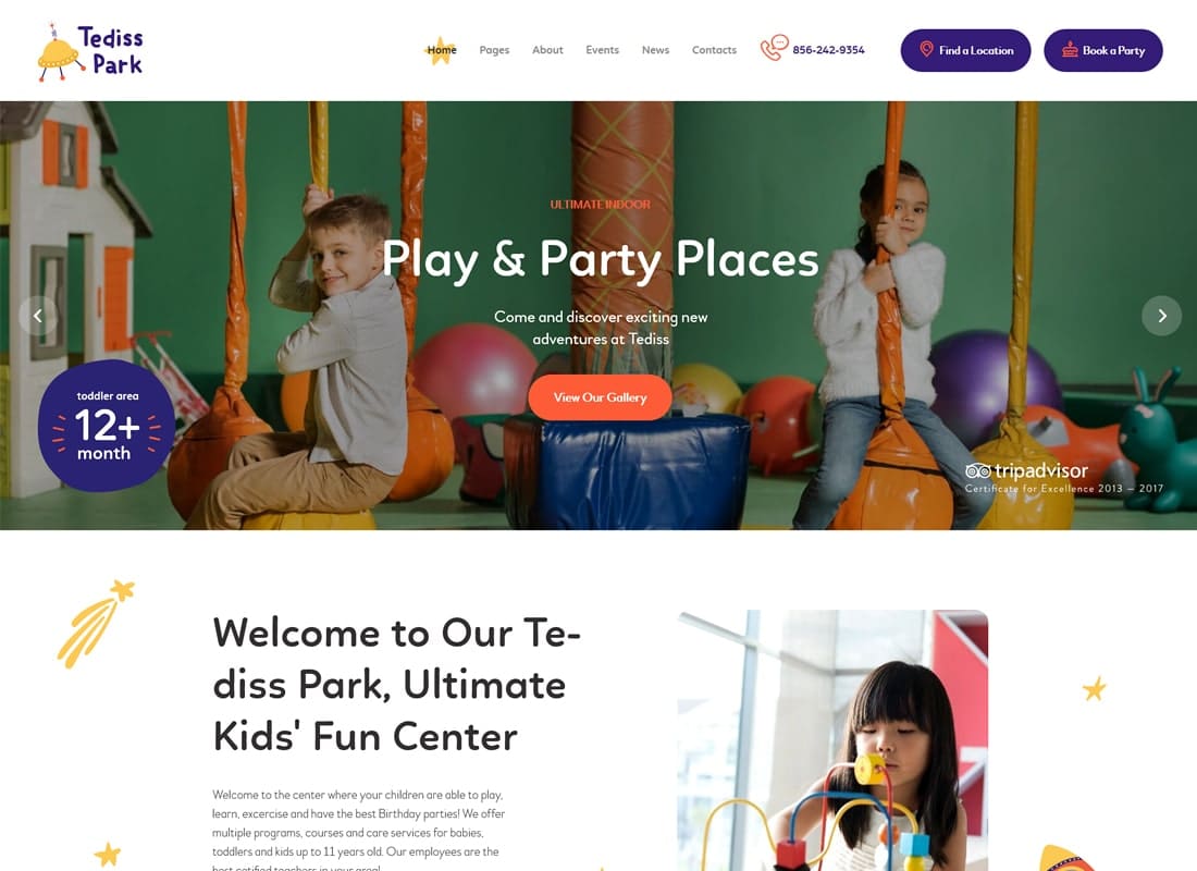 Tediss | Play Area & Child Care Center WordPress Theme Website Template