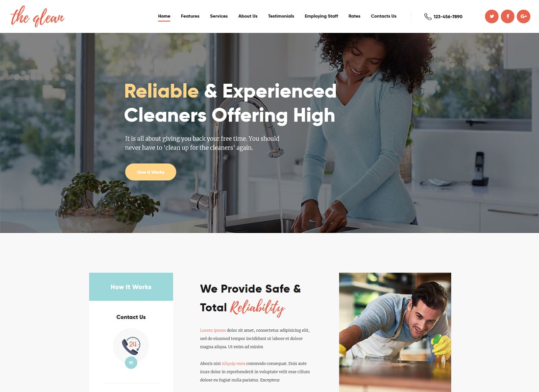 The Qlean | Housekeeping: Washing & Cleaning Company WordPress Theme  Website Template