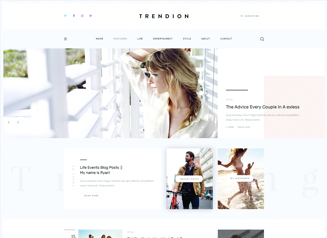 Trendion | A Personal Lifestyle Blog and Magazine WordPress Theme Website Template