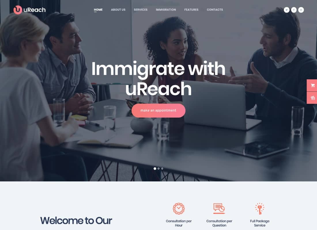 uReach | Immigration Consulting WordPress Theme Website Template