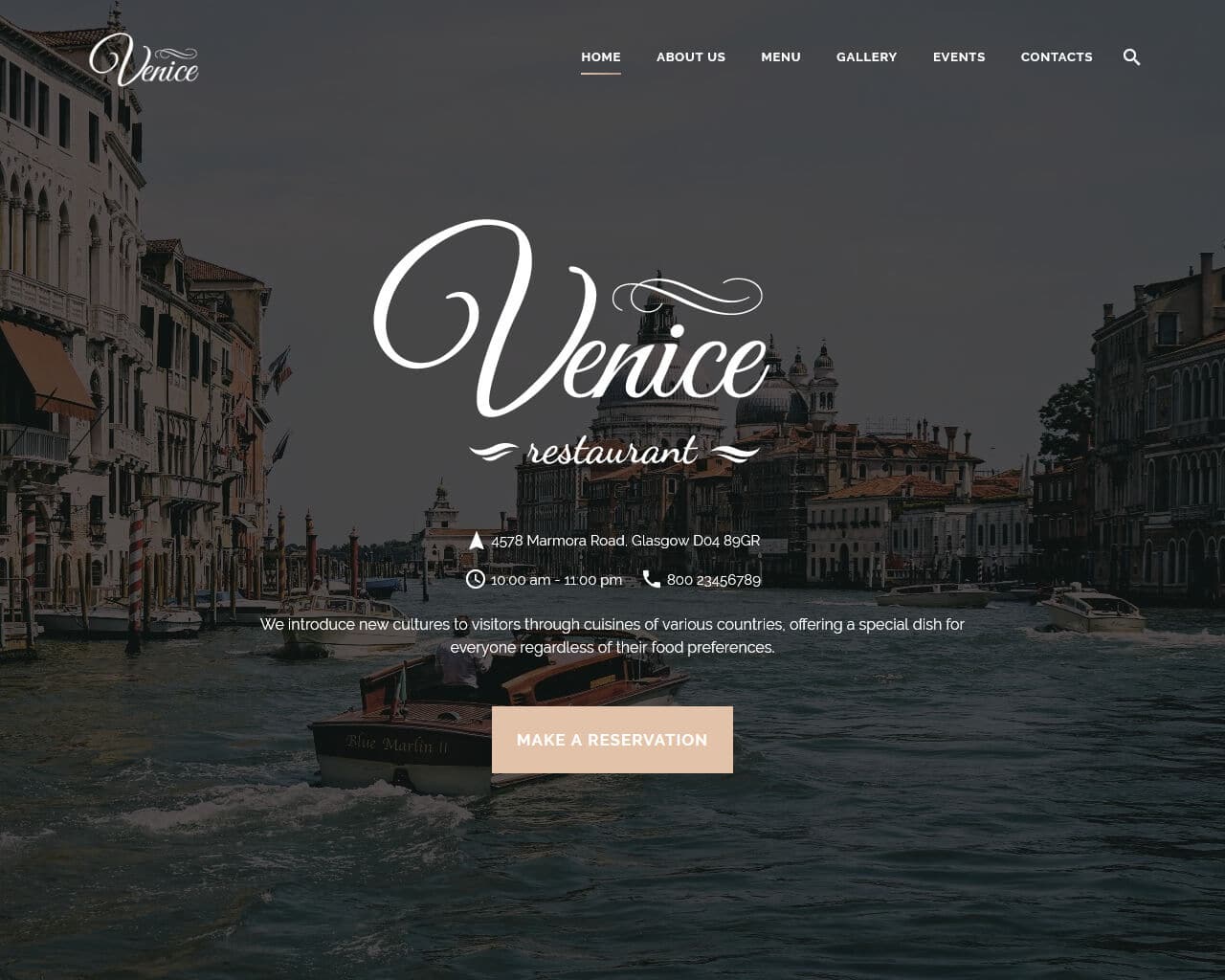 Venice Restaurant Website Template