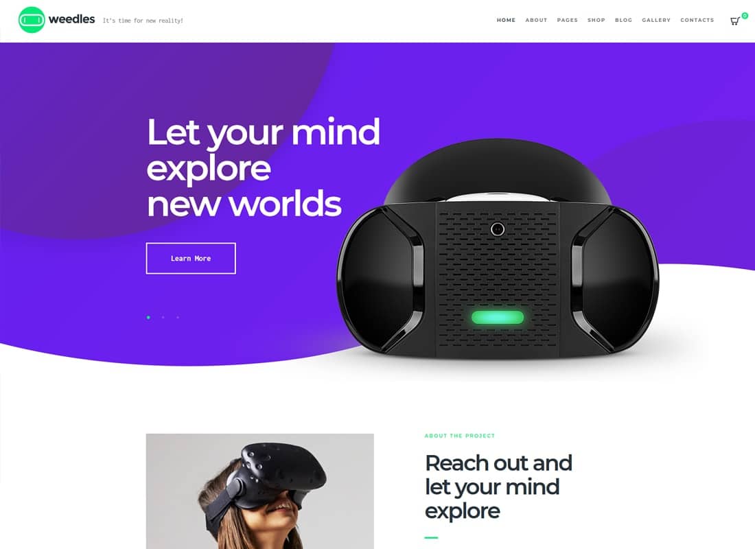 Weedles | Virtual Reality Landing Page & Store WordPress Theme Website Template