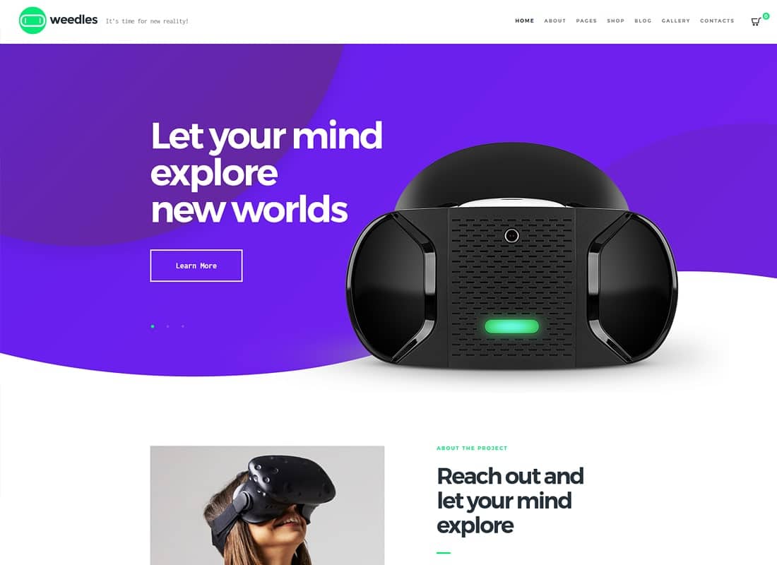 Weedles | Virtual Reality Landing Page & Store WordPress Theme Website Template