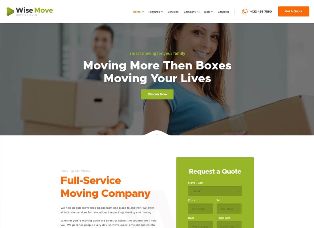 Wise Move | Relocation and Storage Services WordPress Theme Website Template