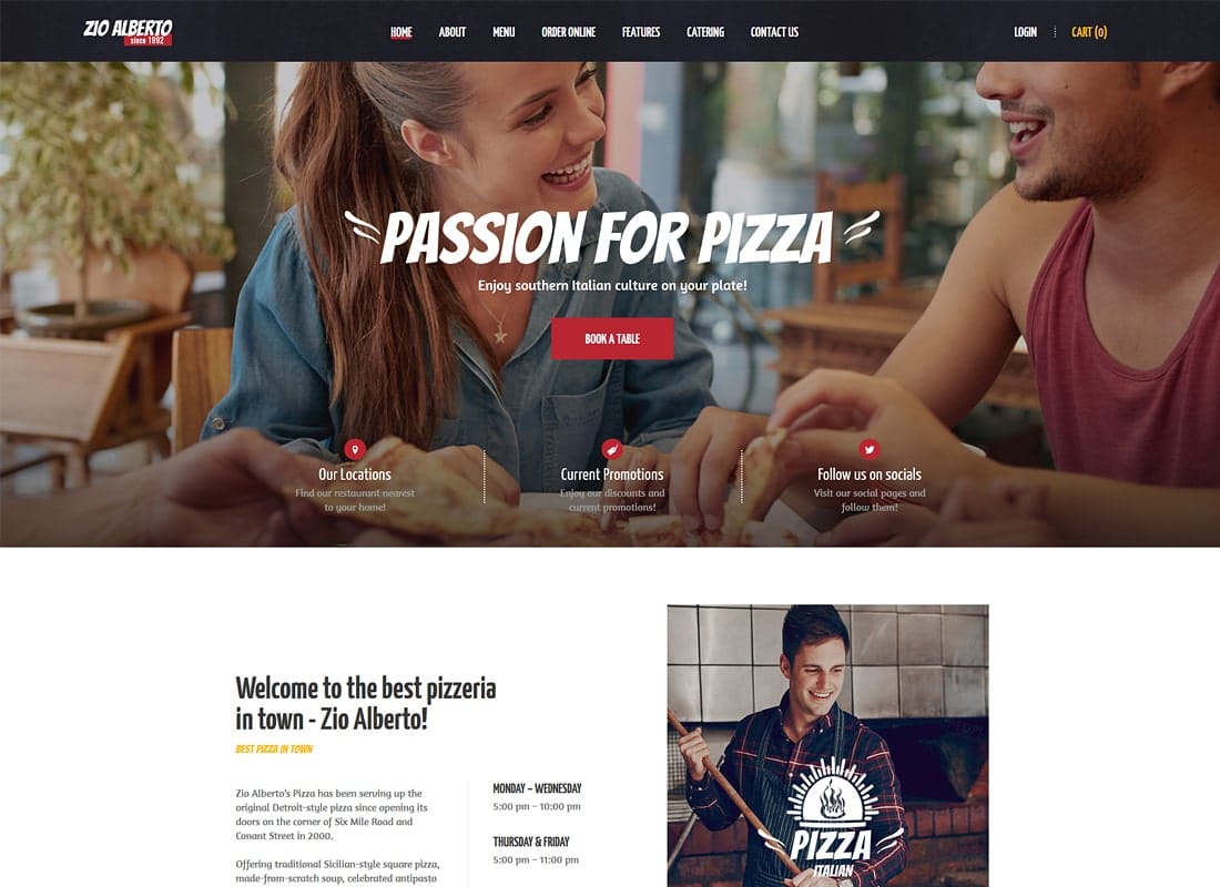 Zio Alberto | Pizza Restaurant, Cafe & Bistro WordPress Theme Website Template